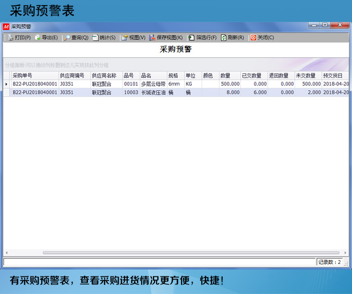 S2旗舰版进销存之采购预警