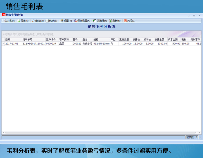 S3ERP软件之销售毛利表